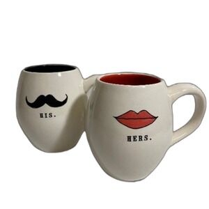 Rae Dunn‎ His Hers Mustache Lips Mugs
